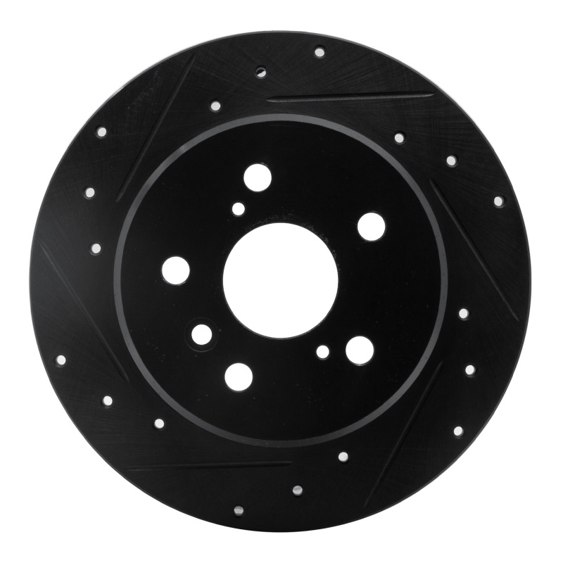 Lexus ES300 Brake Rotor (1) - Rear Left - R1 Concepts - Drilled & Slotted - Black - `92-`03